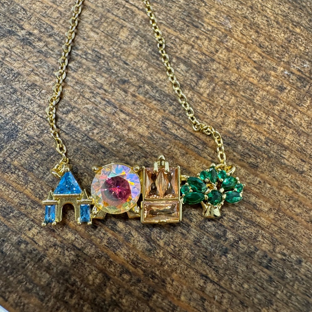 Disney 4 Parks Necklace Gold Tone